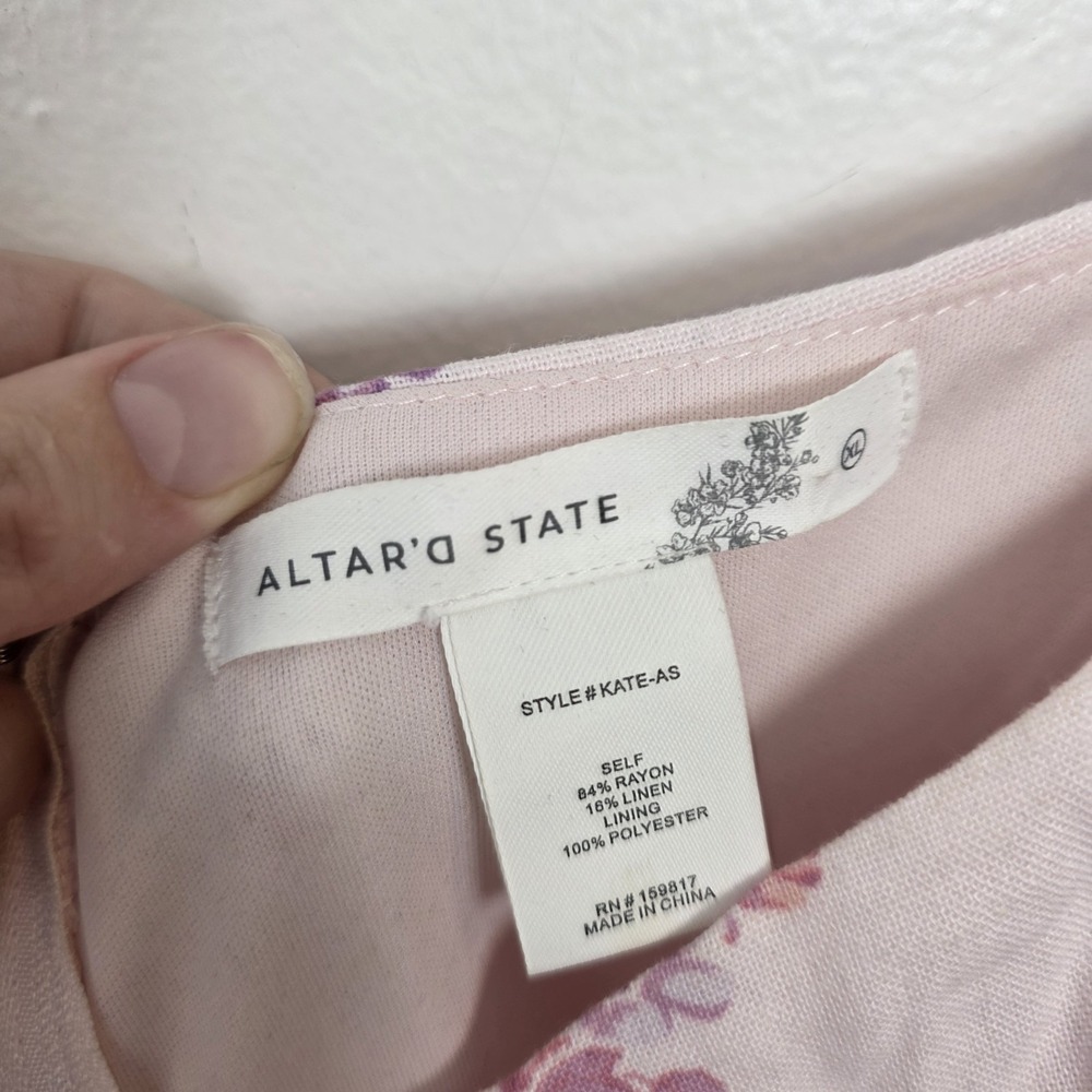 Altar'd State Light Pink Purple Floral Babydoll Girly Kate Mini Dress Size XL - Picture 3 of 6